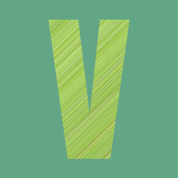 作品のデザインのためのパステルグリーンの背景に緑のパターンスタイルでV字型のアルファベット文字 — ストック写真