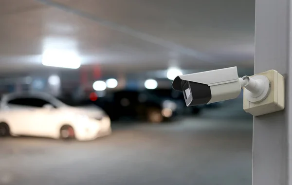 Outil Vidéosurveillance Sur Fond Parking Équipement Pour Les Systèmes Sécurité — Photo