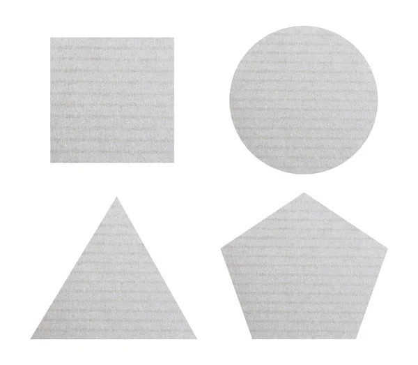 Conjunto Geometría Con Cartón Gris Aislado Sobre Fondo Blanco Para — Foto de Stock