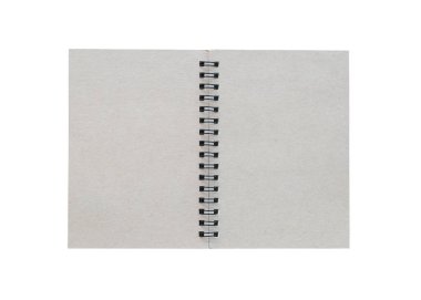 Beyaz arkaplandaki boş gri kitabın kapağı ve kırpma yolları.