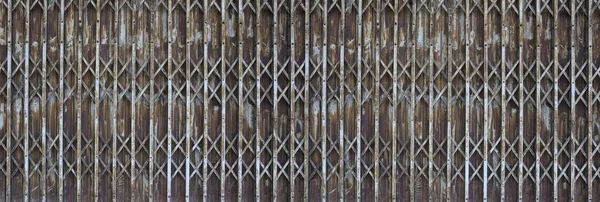 Panorama Rusty Old Iron Door Abandoned House Deteriorate Design Background — Stock Photo, Image