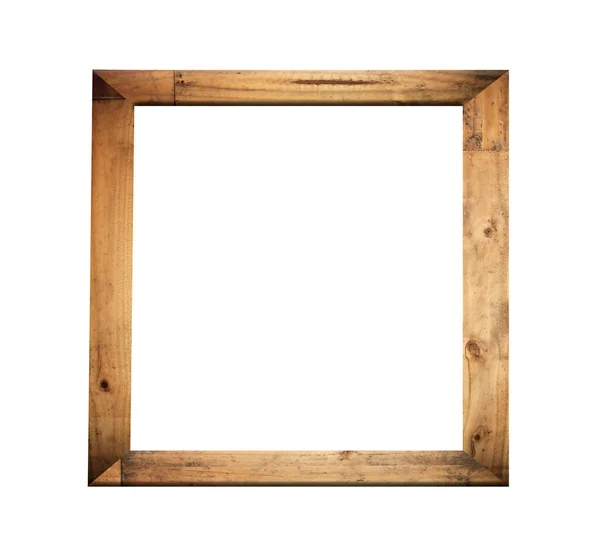 Vintage Wooden Photo Frame Isolated White Background Have Clipping Paths — Stock Photo, Image