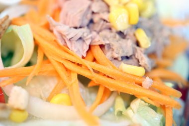 ton balıklı salata yemeğin üzerine.