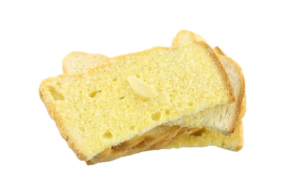 Поджаренный хлеб с маслом изолирован . — стоковое фото
