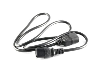 Siyah Güç kablosu soketi izole.