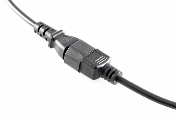 Black power kabel aansluiting geïsoleerd. — Stockfoto