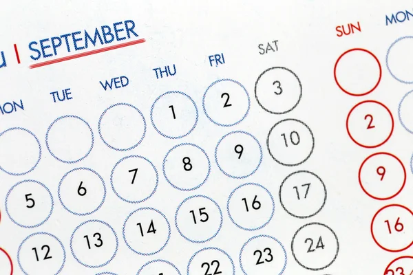 Testo sul calendario mostra in mensile . — Foto Stock