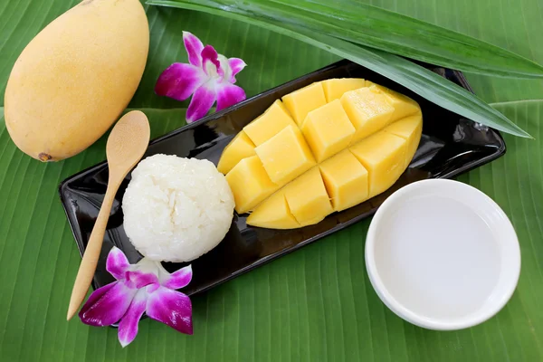 Arroz pegajoso mango maduro . —  Fotos de Stock