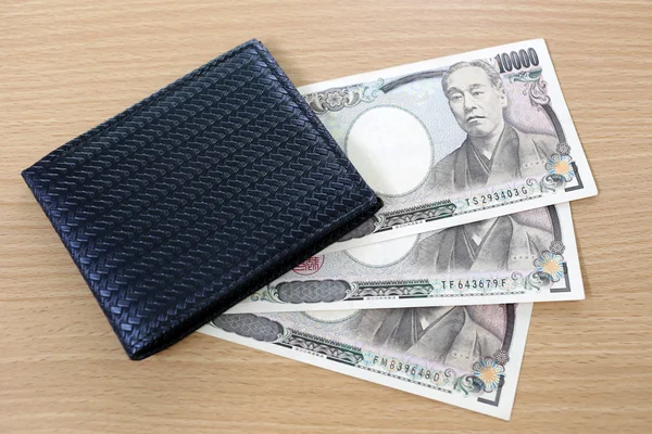 Billets de banque du Japon en portefeuille . — Photo