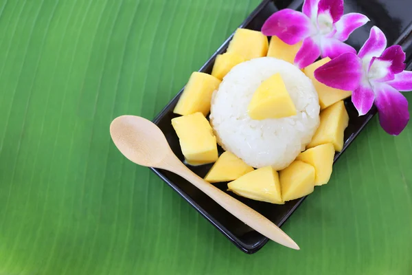 Mango sticky rice local dessert. — Stock Photo, Image