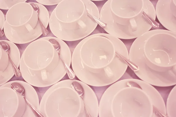 Coffee cups of row in Vintage style. — Stock Photo, Image