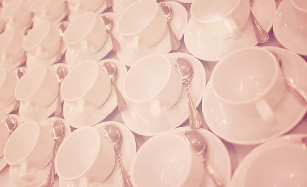 Coffee cups of row in Vintage style. — Stock Photo, Image