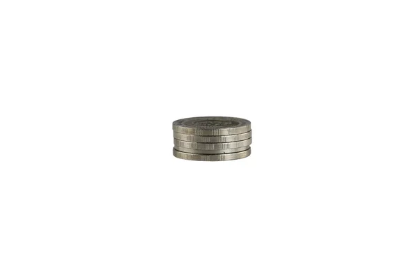 Silver coin stack on white background. — Stock Photo, Image