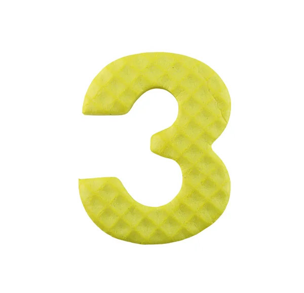 Números coloridos tres aislados en blanco . —  Fotos de Stock