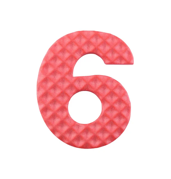 Kolorowe liczby sześciu na białym tle. — Zdjęcie stockowe