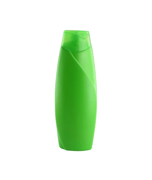 绿色的洗发水瓶子上白色孤立. — 图库照片