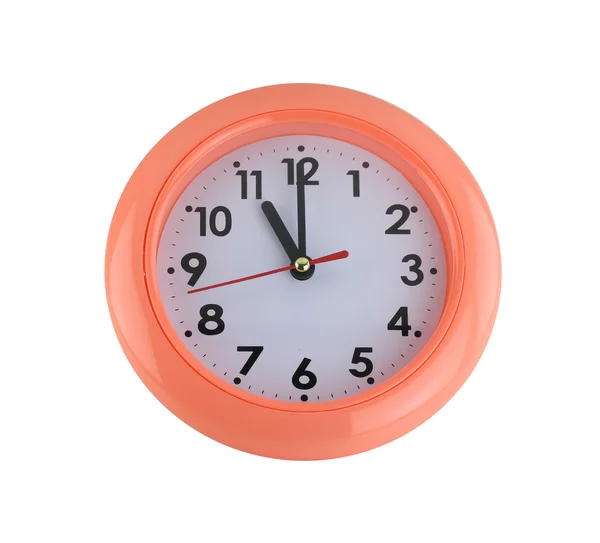 Relógio de parede laranja isolado no branco . — Fotografia de Stock
