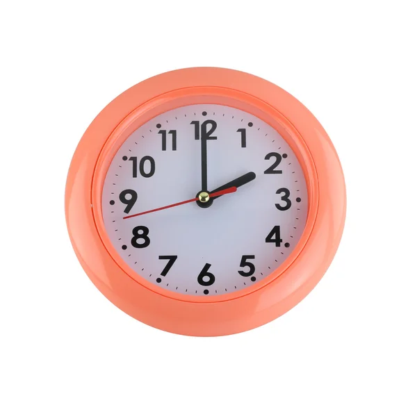 Horloge murale orange isolé sur blanc . — Photo