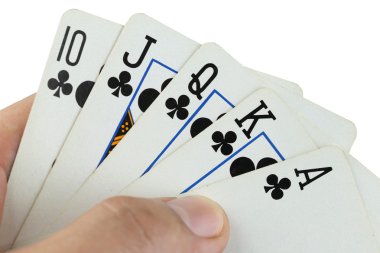 oyun kartları elinde Floş Royal.