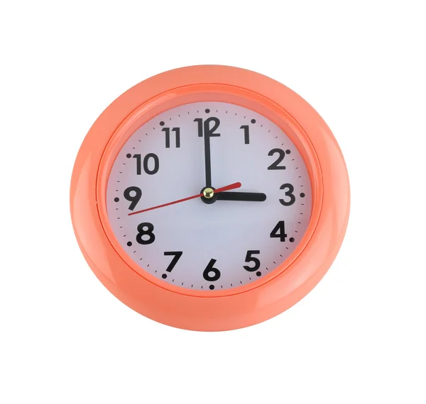 Reloj de pared naranja aislado en blanco . — Foto de Stock