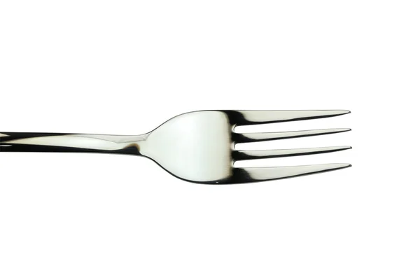 Zilveren vork, geïsoleerd op wit. — Stockfoto