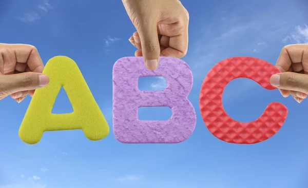Hand ordna alfabetet Abc av akronym engelska alfabetet. — Stockfoto