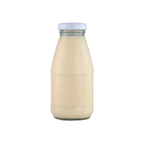 Butelki szklane mleko na białym tle. — Zdjęcie stockowe