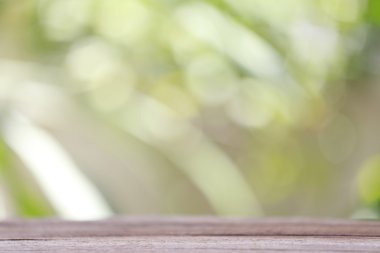 ahşap zemin ve renkli bokeh.