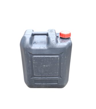 Beyaz bir arka plan üzerinde izole gri plastik galon.
