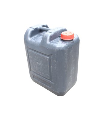 Beyaz bir arka plan üzerinde izole gri plastik galon.