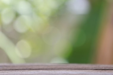 ahşap zemin ve renkli bokeh.
