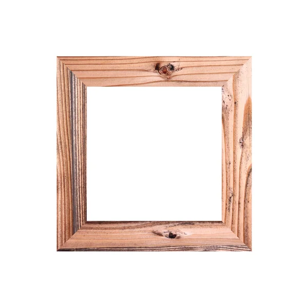 Houten frame geïsoleerd op wit. — Stockfoto