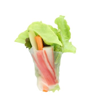 beyaz zemin üzerine izole salata rulo.