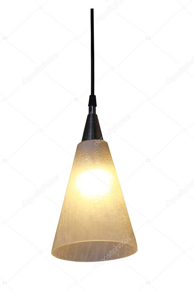 Warm lighting modern ceiling lamps on white background.