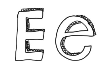 Yeni çizim karakter E alfabesi.