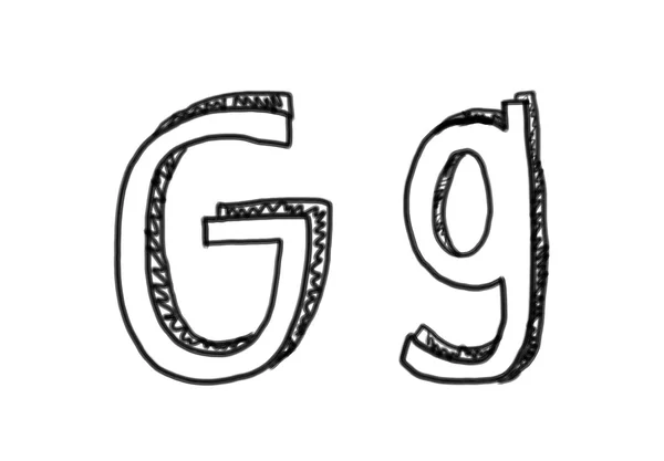 新绘图的字母表字符 G. — 图库照片