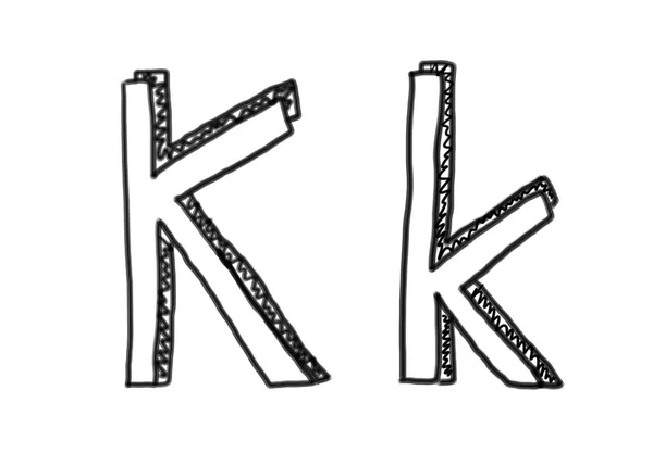 알파벳의 새로운 드로잉 문자 K. — 스톡 사진
