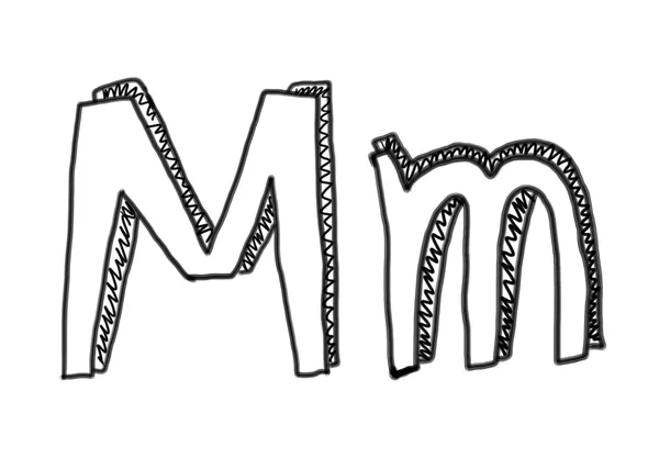 Nya ritade tecken M i alfabetet. — Stockfoto