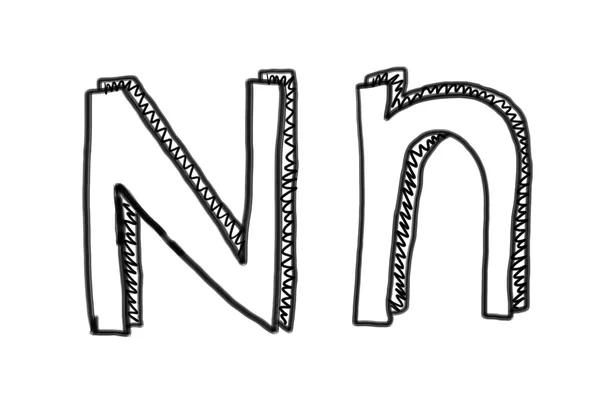 Nieuwe tekening karakter N van alfabet. — Stockfoto