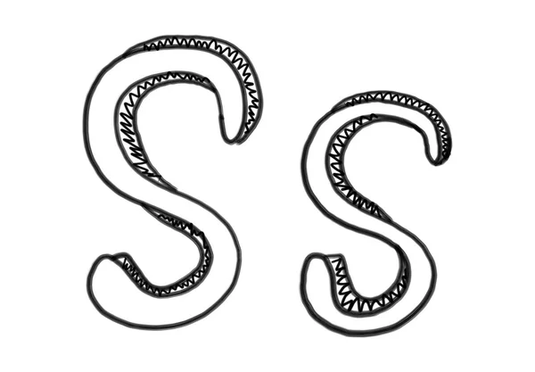새로운 알파벳의 문자 S를 그리기. — 스톡 사진