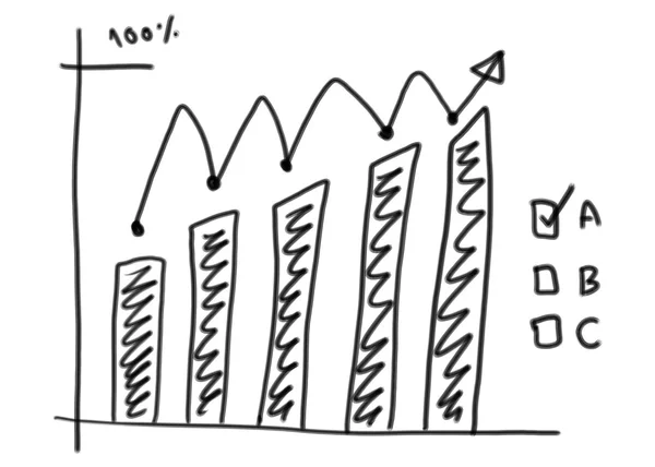 Business-Balkendiagramm erstellen in der Hand gezeichnet Design und wachsen arro — Stockfoto