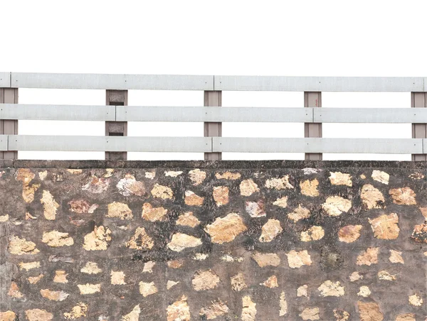 Stenen muren en de witte houten hek. — Stockfoto