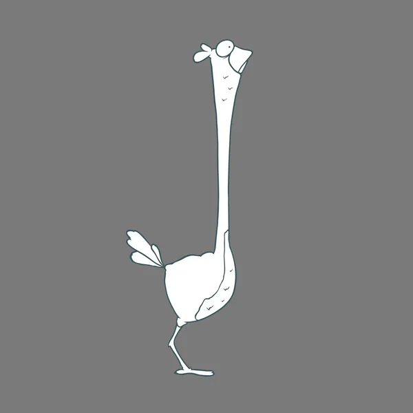 Vector dibujado a mano avestruz divertido sobre fondo liso — Archivo Imágenes Vectoriales
