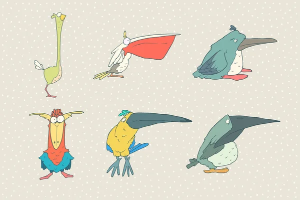 Set von niedlichen Cartoon-Vogel isoliert auf weißem Hintergrund. Vektoranimation. — Stockvektor