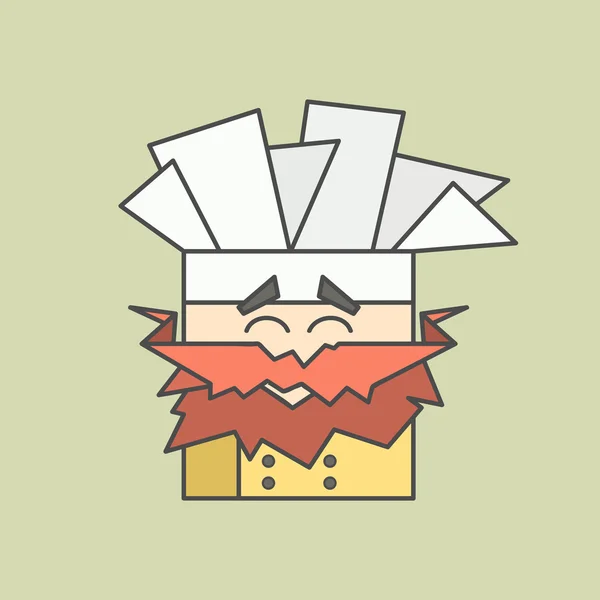 Icono de vector plano de lindo chef sonriente de triángulos con bigotes Gráficos vectoriales