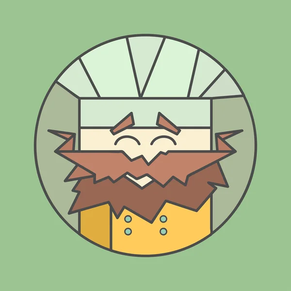 Platt vektor ikon av söta leende kock från trianglar med mustascher Royaltyfria Stockvektorer