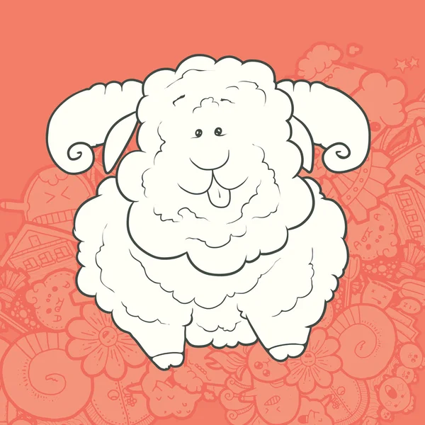 Wektor ilustracja ładny ręcznie rysowane owiec. Kartkę z życzeniami nowy rok. Wektory Stockowe bez tantiem