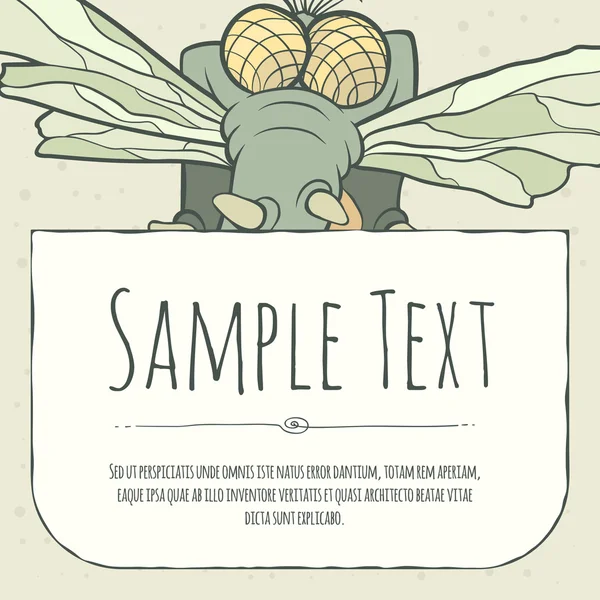 Söta doodle tecknade monster greeteng eller inbjudan kort med plats för din text. — Stock vektor