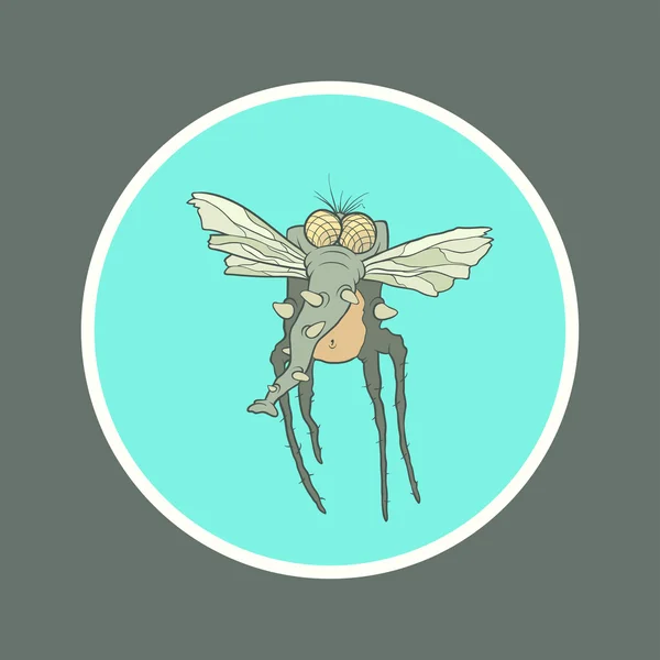 Ilustración mosca monstruo con piernas largas, alas y probóscis — Vector de stock