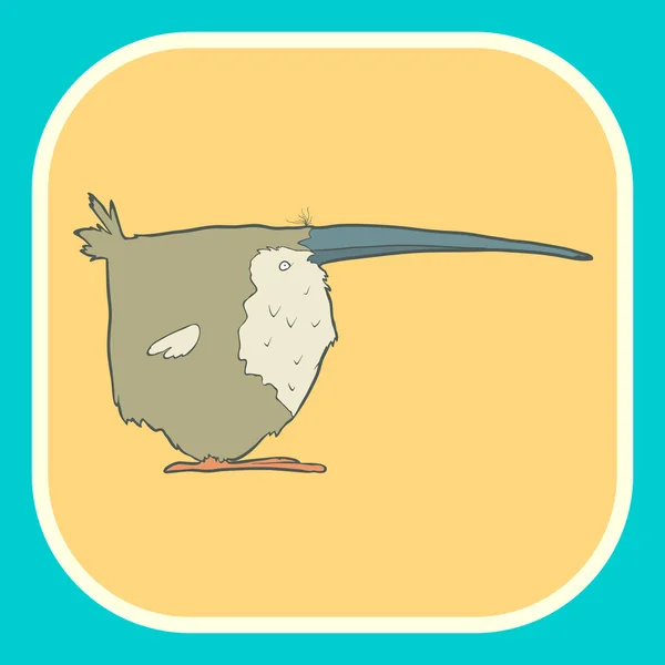 Illustration dessin à la main vecteur rétro oiseau de bande dessinée sur fond carré plat . — Image vectorielle
